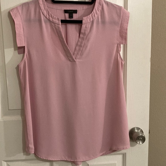 J. Crew Tops - J Crew pink cap sleeves blouse size 10. 100% polyester